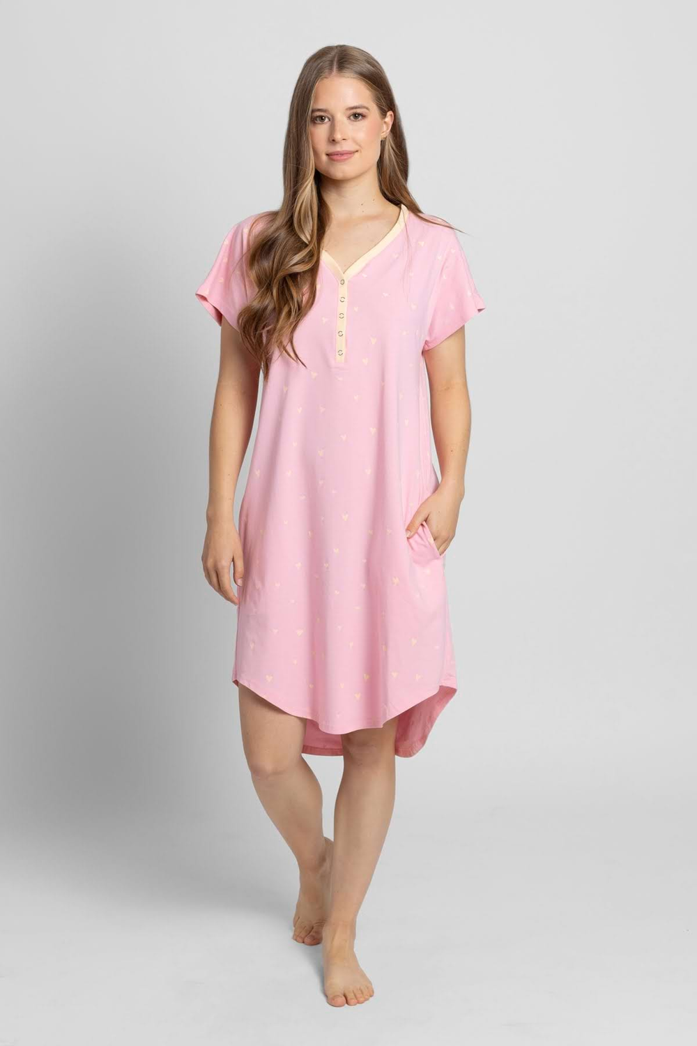 Light Pink Hearts Women's Nightgown
