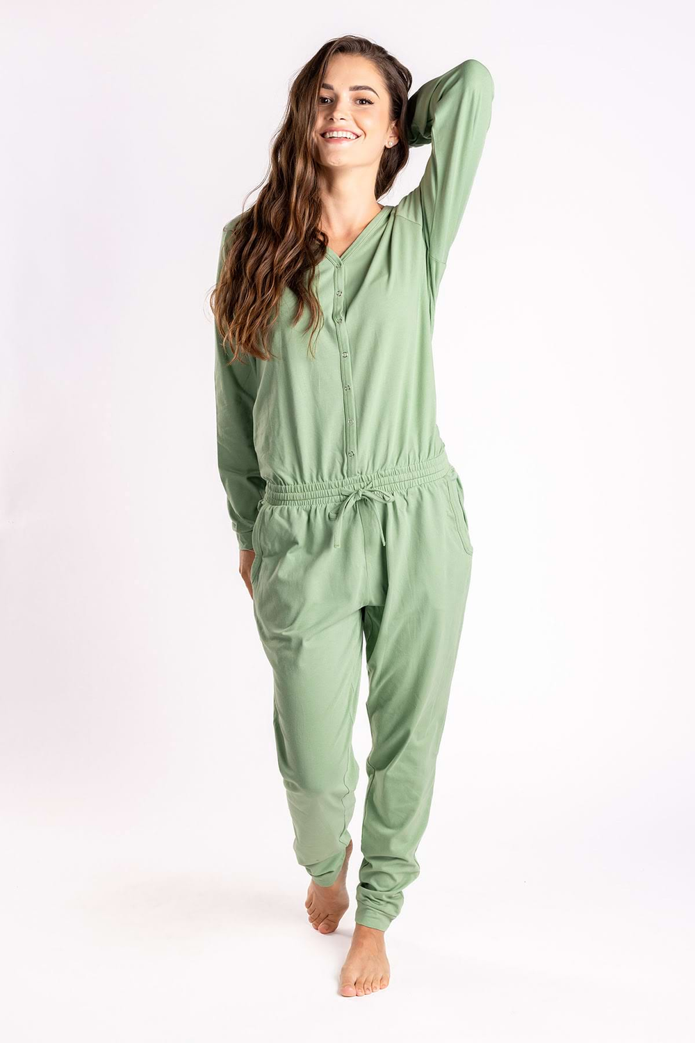 Dusty Green Ladies Pyjama Overall