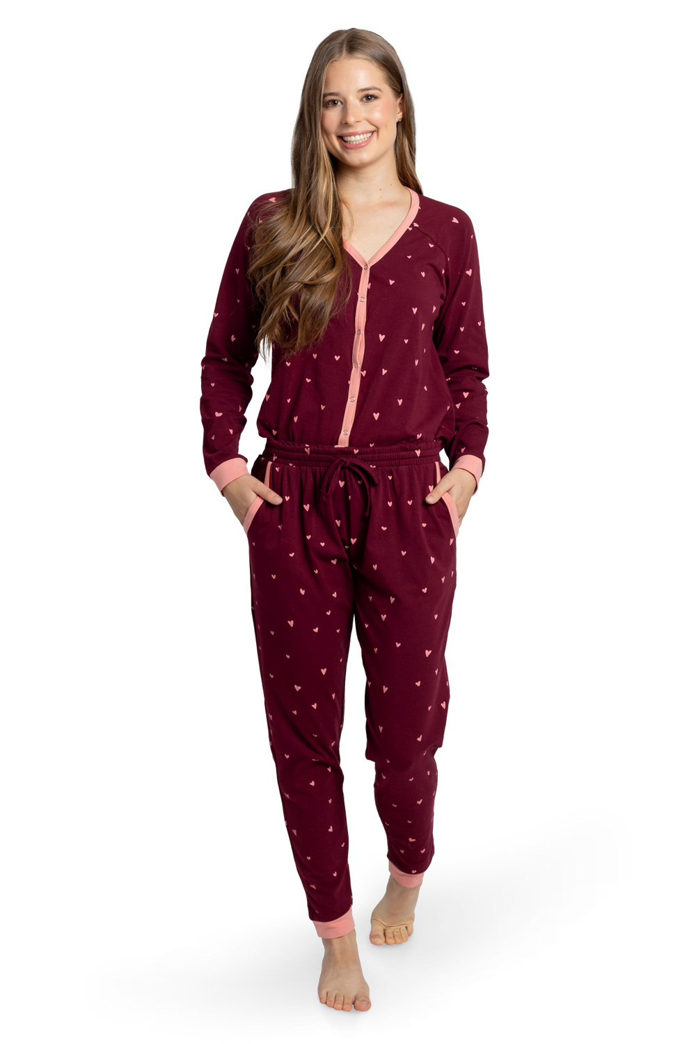 Sangria Hearts Ladies Pyjama Overall