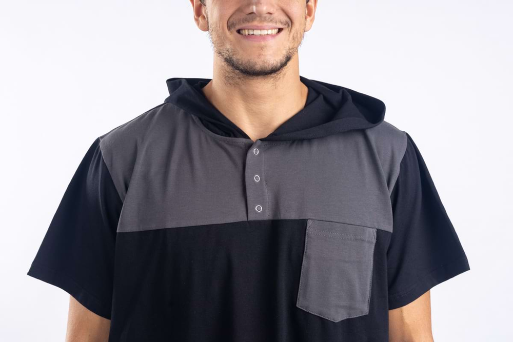 Black Grey Men's Nightgown