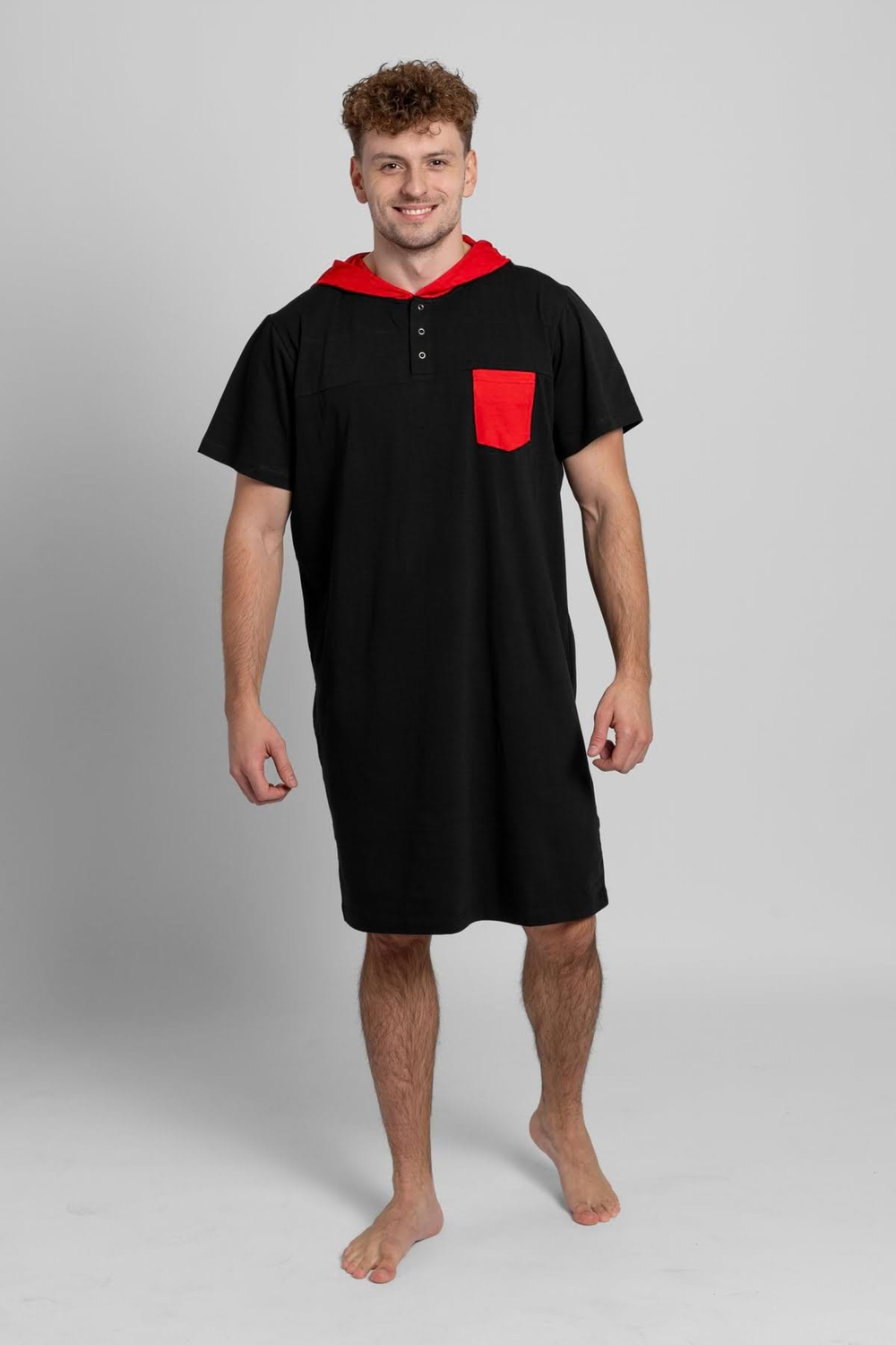 Black Red Men's Nightgown