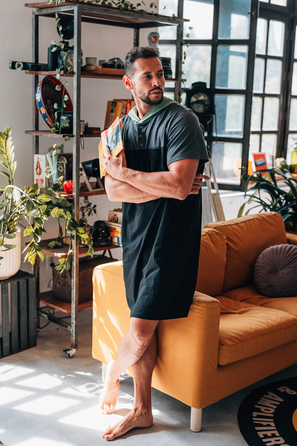 Black Green Men's Nightgown