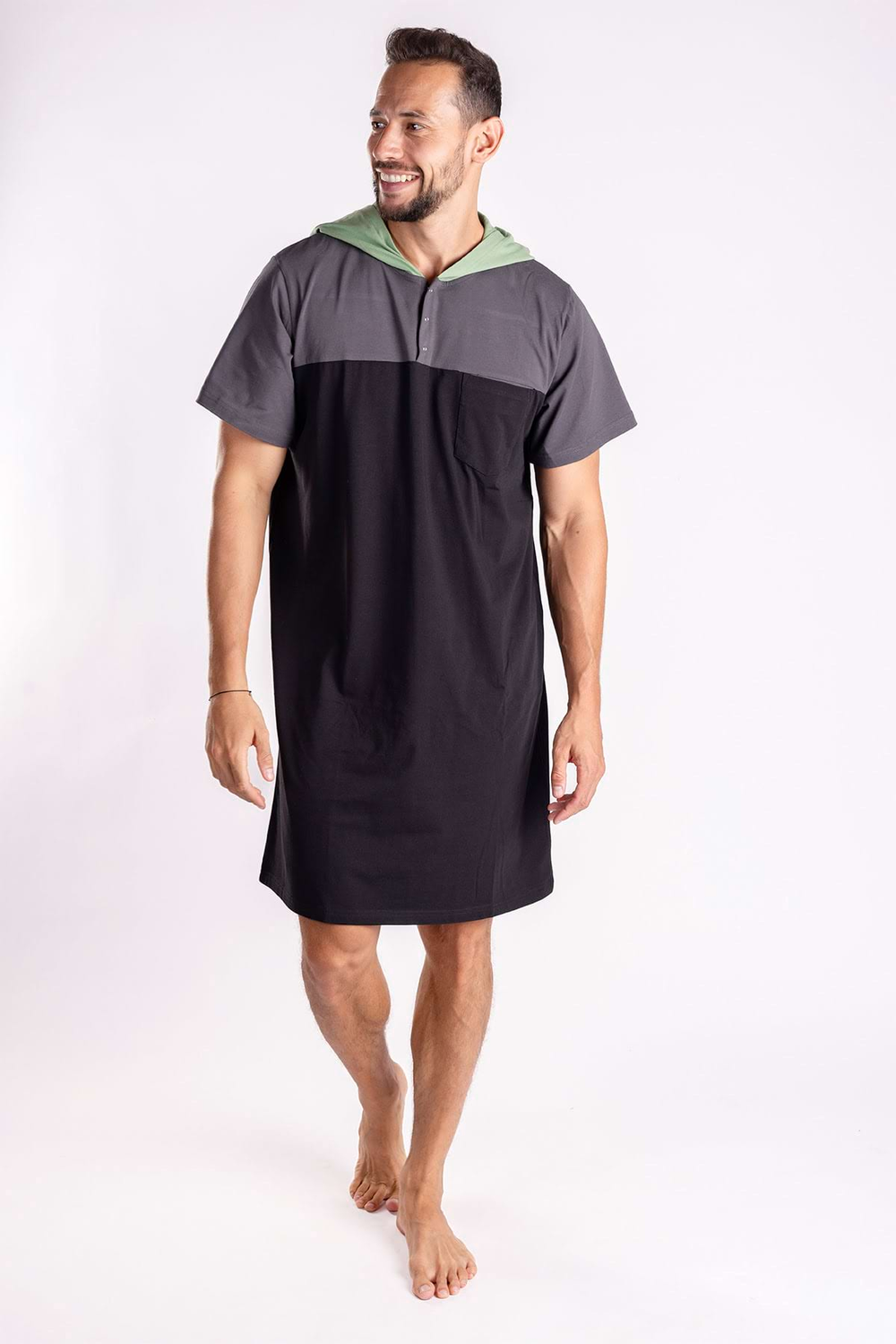 Black Green Men's Nightgown
