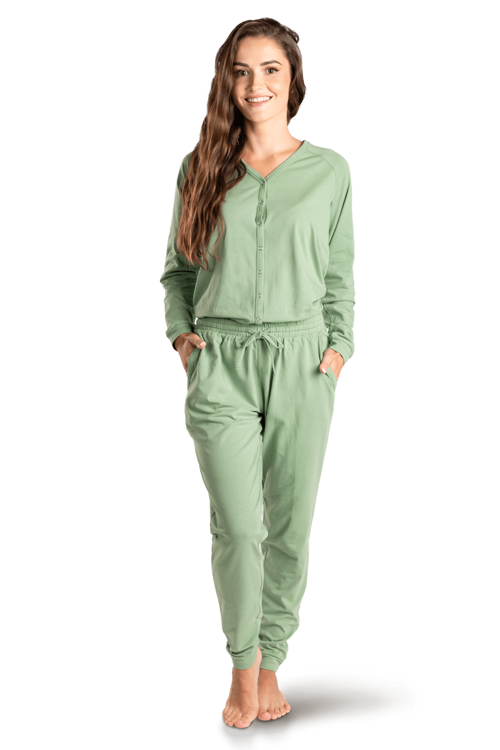 Dusty Green Ladies Pyjama Overall Dusty Green Ladies Pyjama Overall