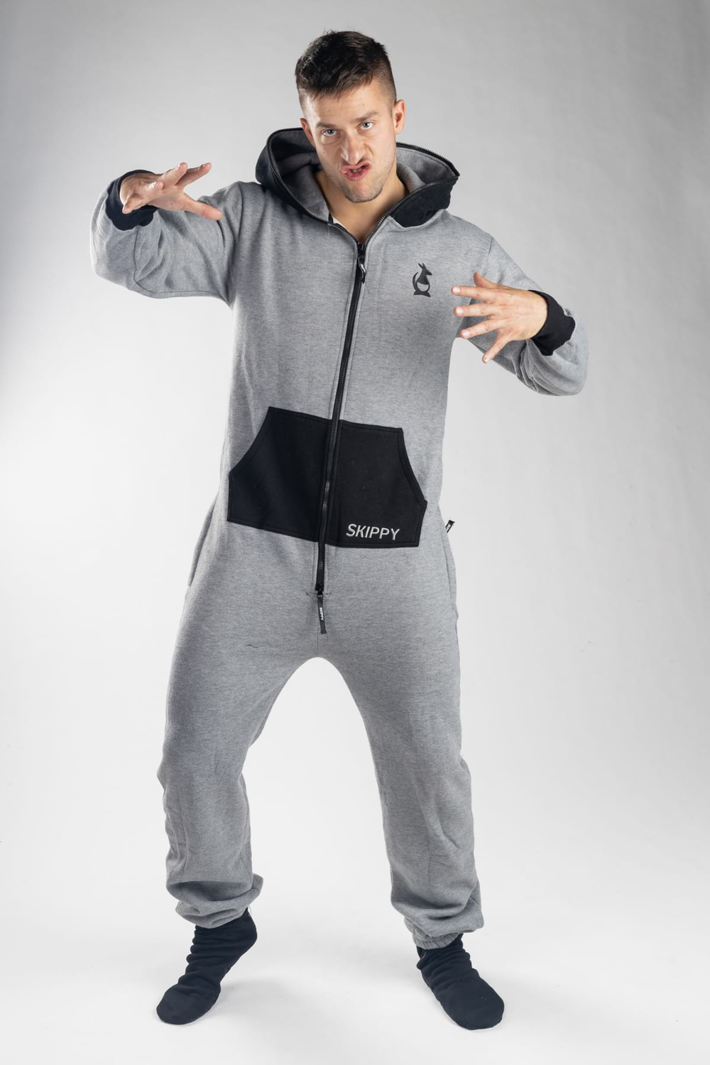Ash Grey Black Onesie