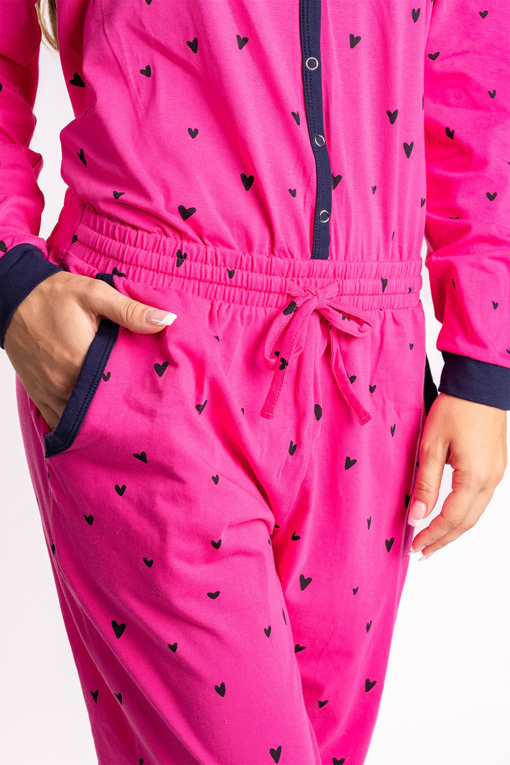 Fuchsia Hearts Ladies Pyjama Overall