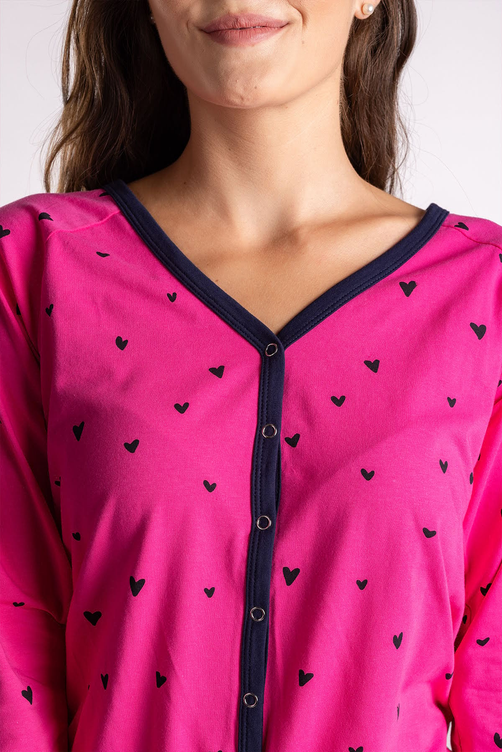 Fuchsia Hearts Ladies Pyjama Overall