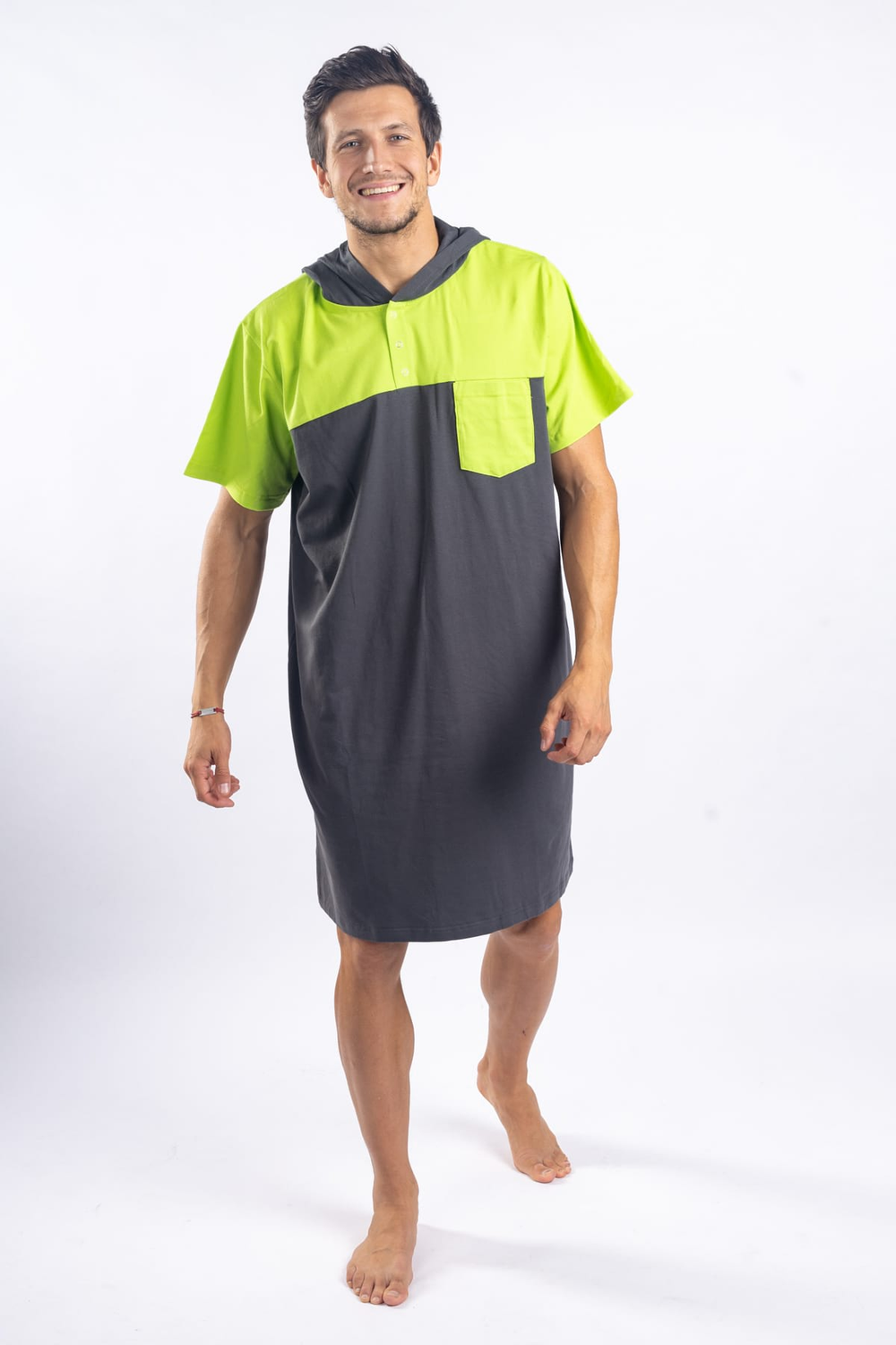 Grey Green Men's Nightgown