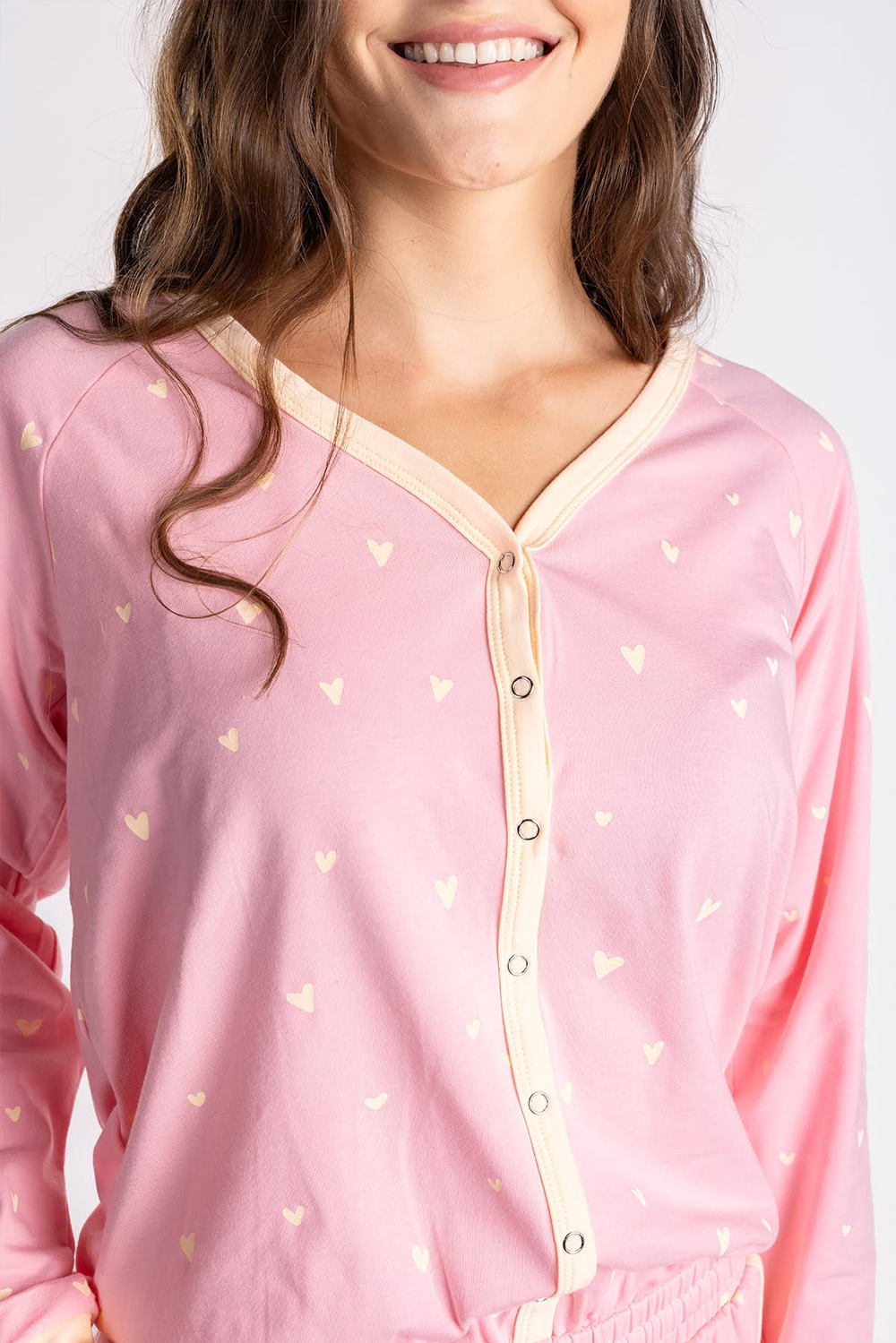 Light Pink Hearts Ladies Pyjama Overall