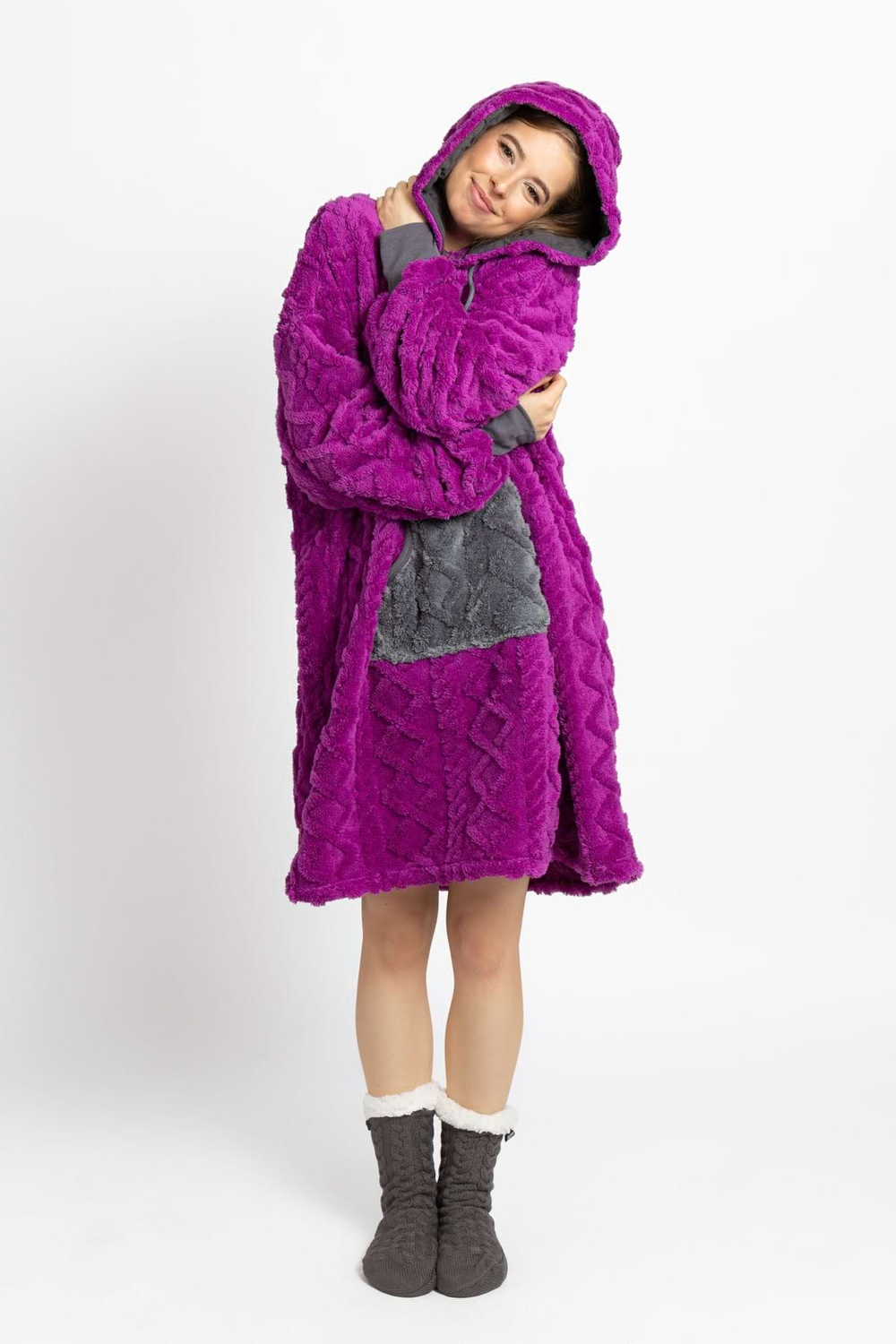 Plum Grey Blanket Hoodie