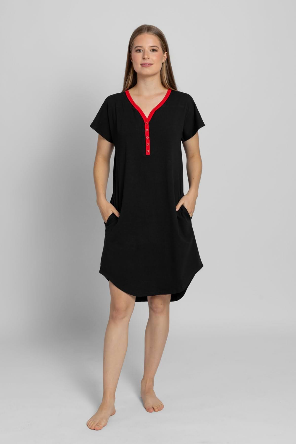 Black Red Women's Nightgown