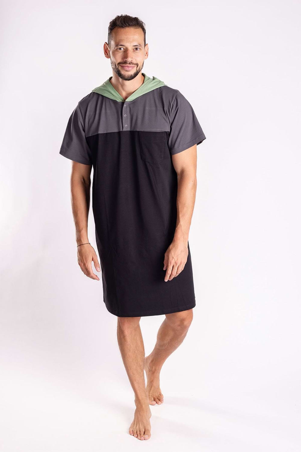 Black Green Men's Nightgown