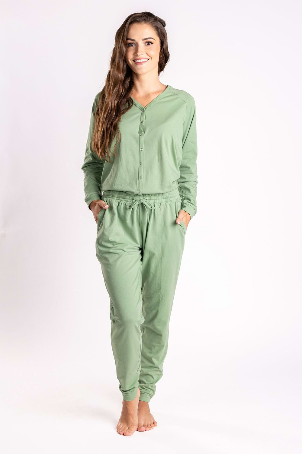 Dusty Green Ladies Pyjama Overall