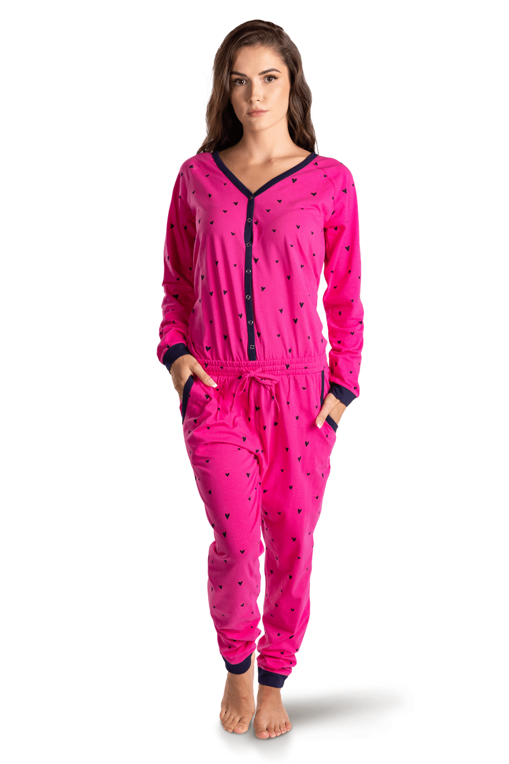 Fuchsia Hearts Ladies Pyjama Overall Fuchsia Hearts Ladies Pyjama Overall