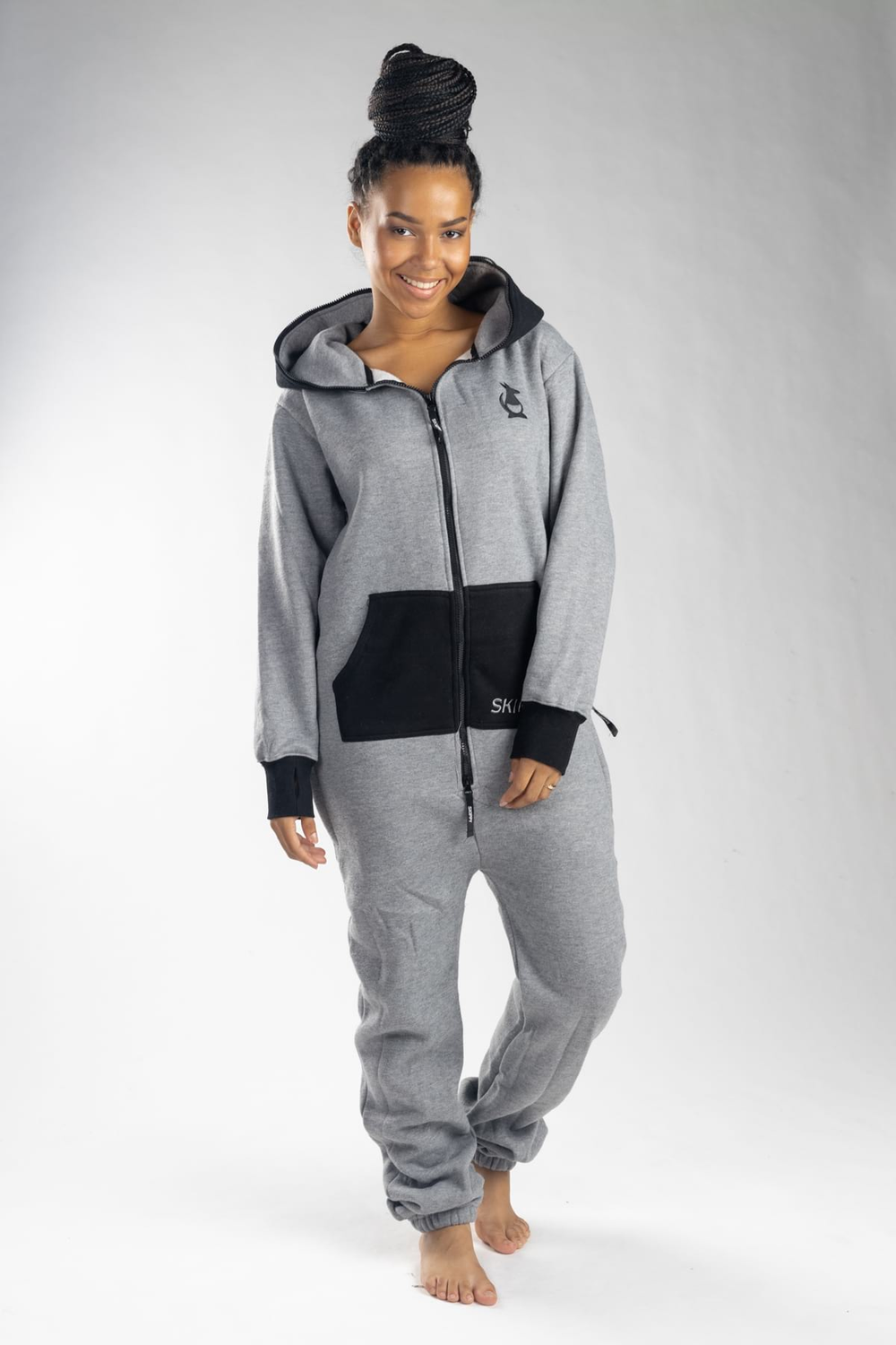 Ash Grey Black Onesie