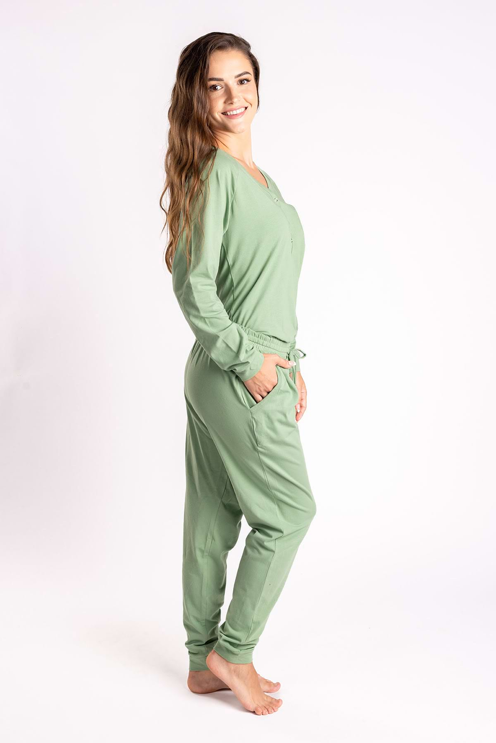 Dusty Green Ladies Pyjama Overall