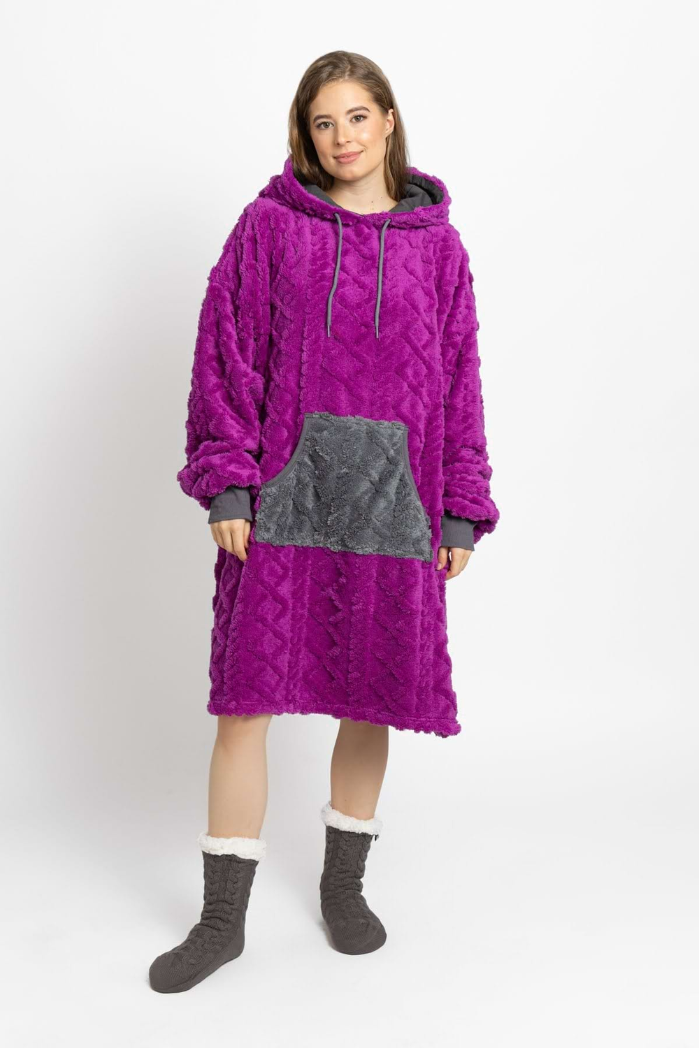 Plum Grey Blanket Hoodie