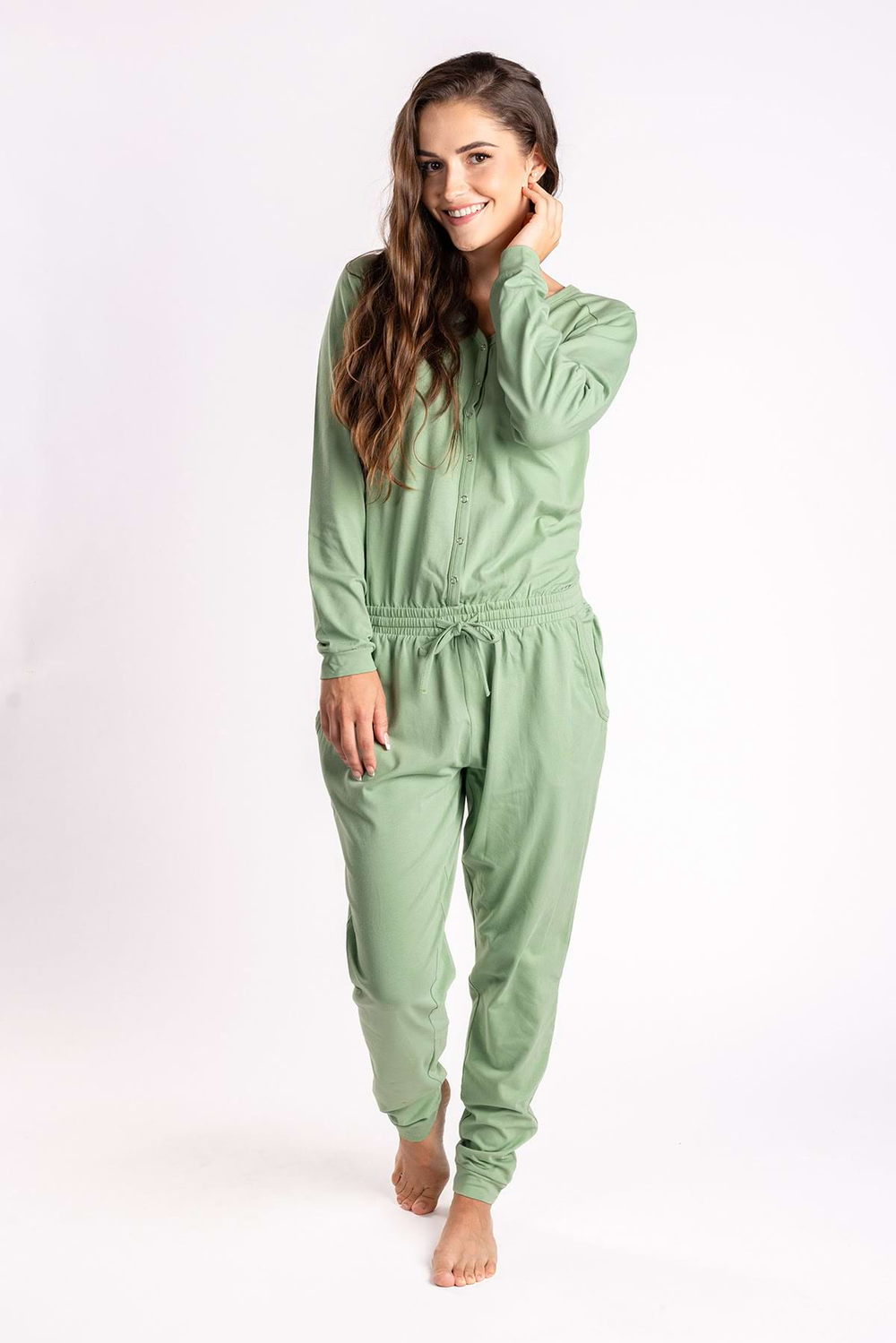 Dusty Green Ladies Pyjama Overall