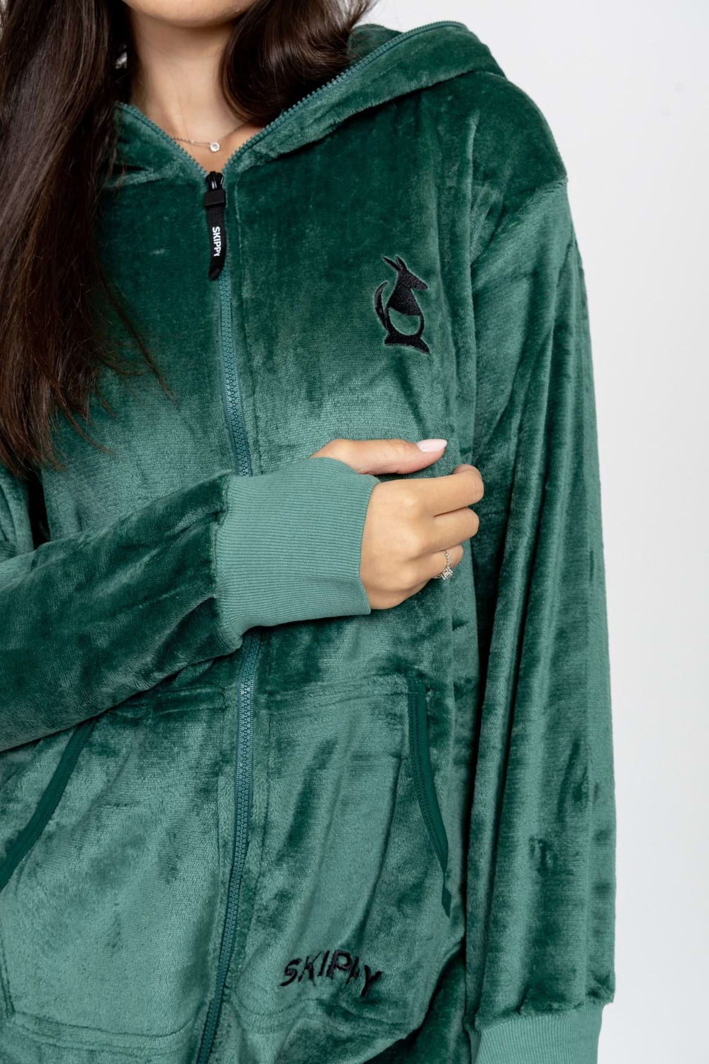 Dark Green Velour Onesie