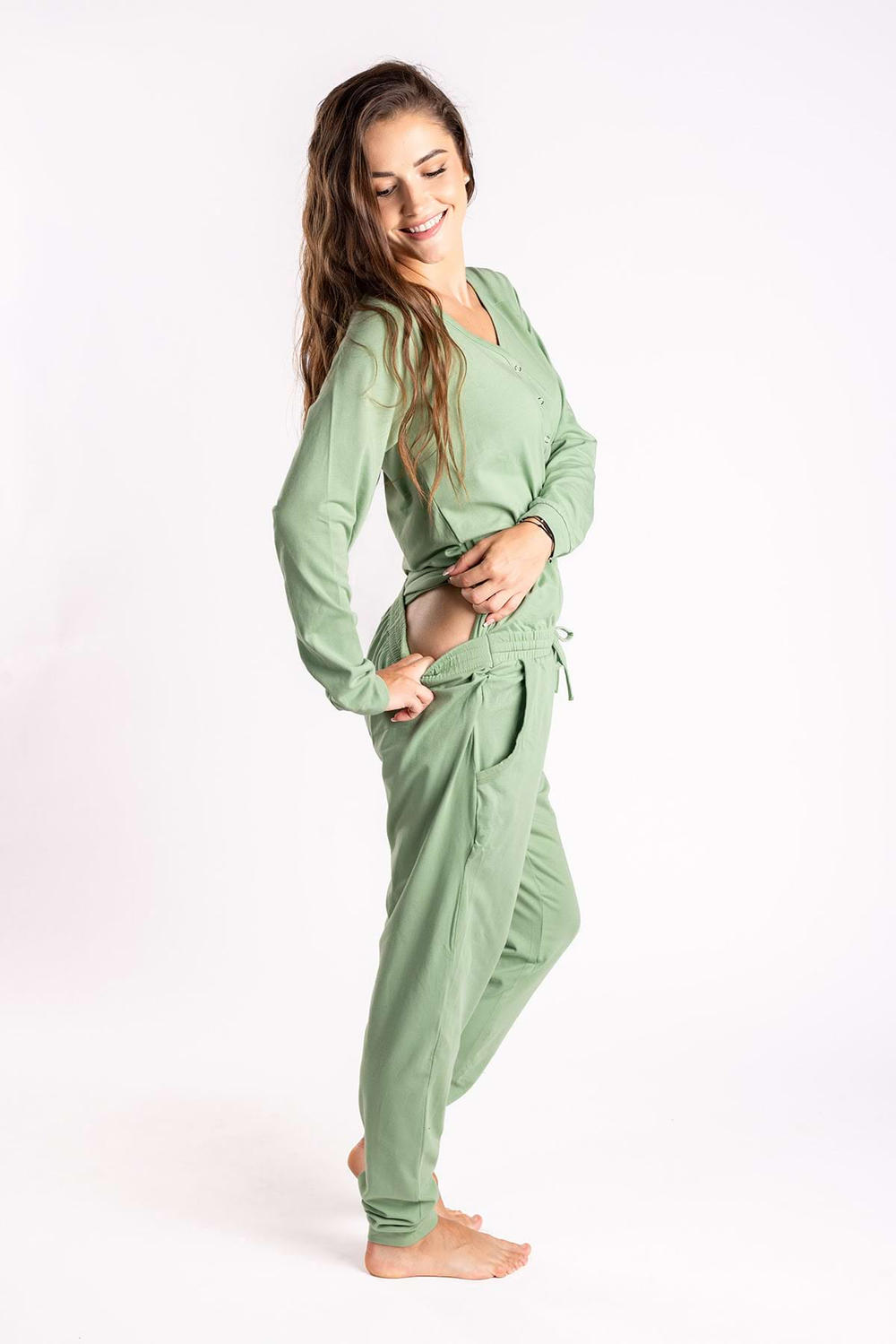 Dusty Green Ladies Pyjama Overall