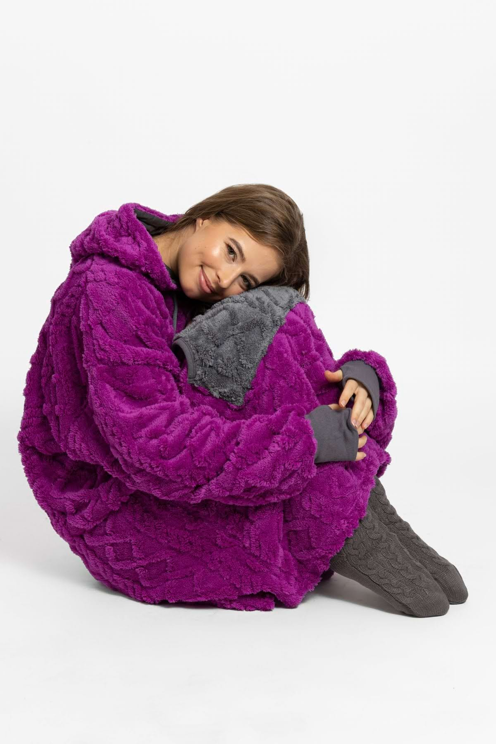 Plum Grey Blanket Hoodie