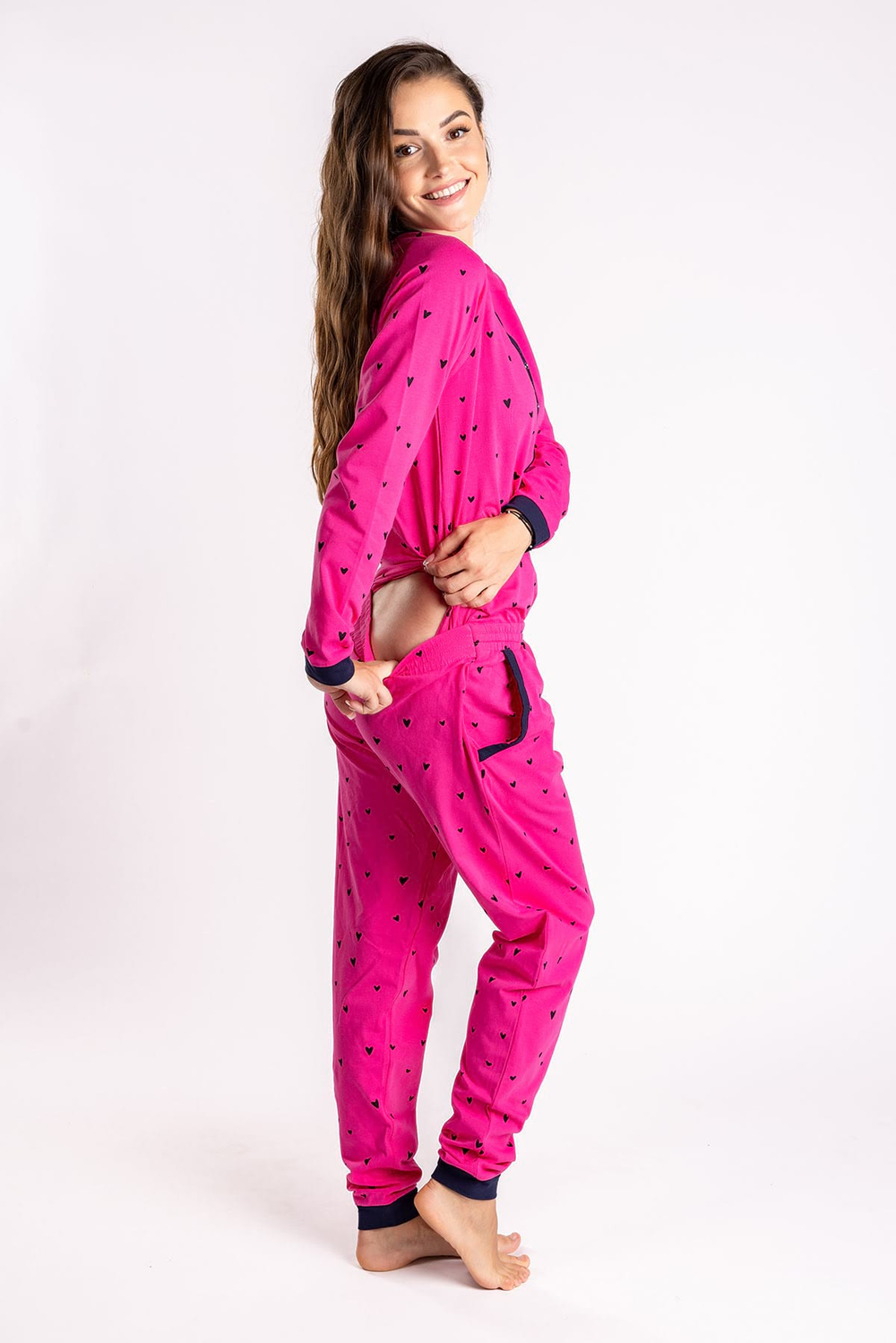 Fuchsia Hearts Ladies Pyjama Overall